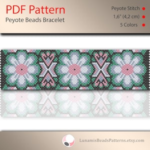 peyote bracelet pattern, bead pattern, beading, peyote stitch, jewelry pattern, peyote bracelet, digital file, pdf pattern, lunamis, #194P
