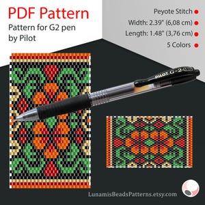 Peyote pen cover patterns, pattern for G2 pen by Pilot, pen wrap, peyote patterns, beading, peyote stitch, digital file, pdf pattern #045PG2