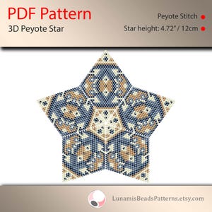 Pattern for 3d star peyote, pdf patterns, beading, peyote stitch, #035_st