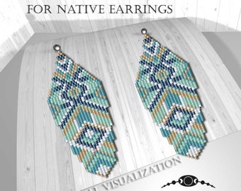 Brick stitch patterns for beads earrings, digital file pdf, #024_ea_native