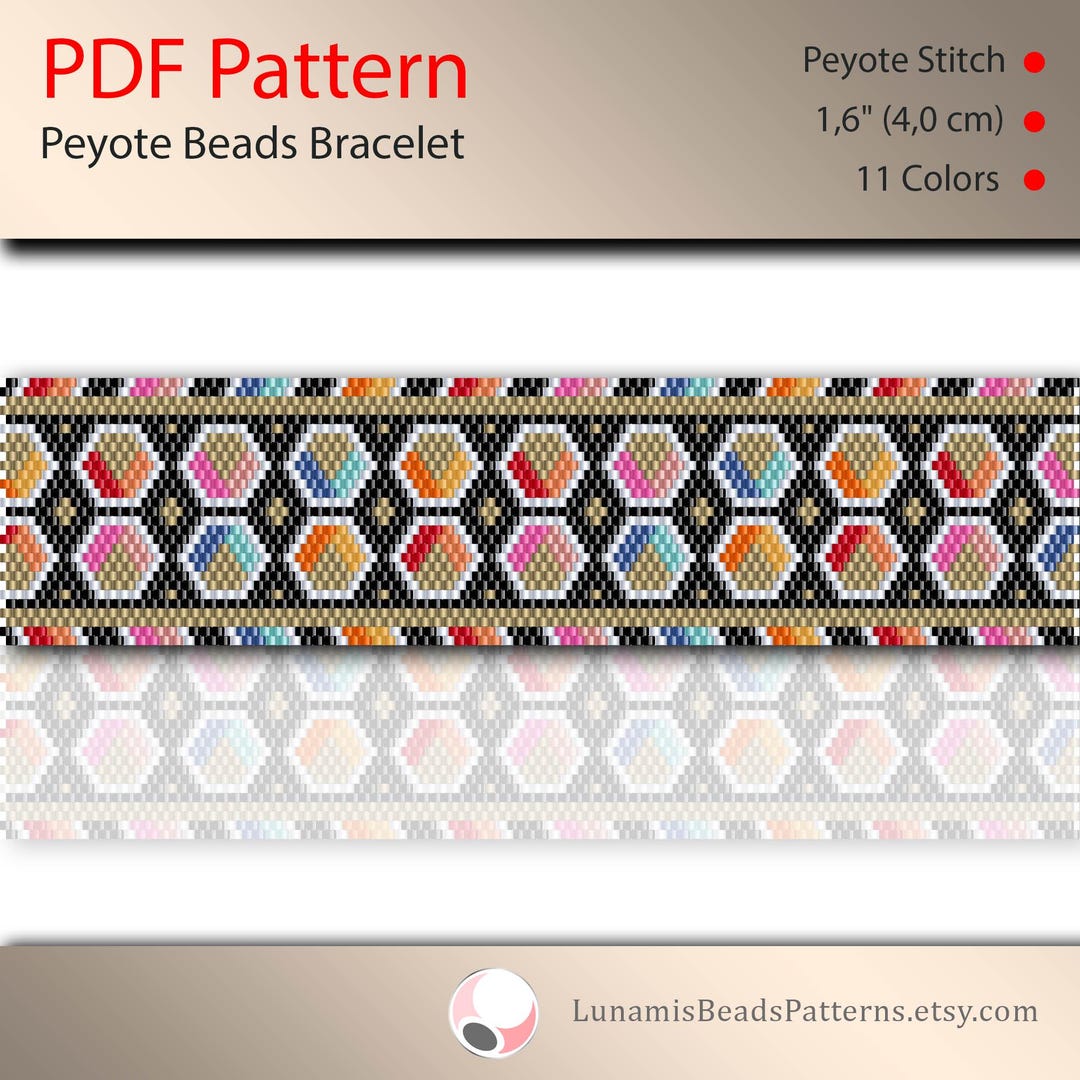 Peyote Pattern for Beaded Bracelet, Odd Count, Beadweaving, Colorful ...