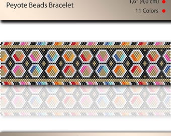 Peyote pattern for beaded bracelet, odd count, beadweaving, colorful geometry, peyotestitch, pdf file, instant download, #332P