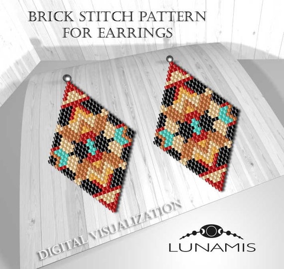 Brick Stitch Patterns for Beads Earrings Digital File Pdf - Etsy
