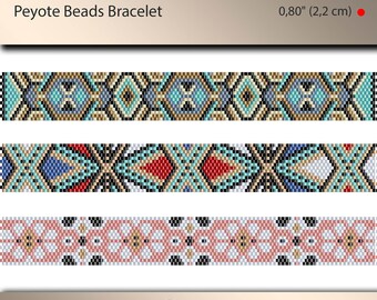 3 x peyote bracelet pattern, peyote pattern, odd count, stitch pattern, pdf file, pdf pattern, #043PPN, lunamis