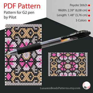 Peyote pen cover patterns, pattern for G2 pen by Pilot, pen wrap, peyote patterns, beading, peyote stitch, digital file, pdf pattern #046PG2