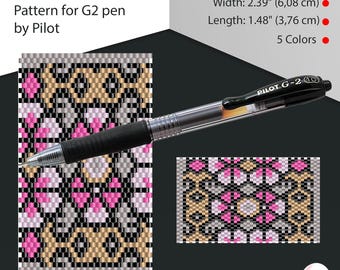 Peyote pen cover patterns, pattern for G2 pen by Pilot, pen wrap, peyote patterns, beading, peyote stitch, digital file, pdf pattern #046PG2