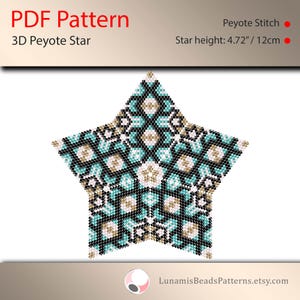 Pattern for 3d star peyote, pdf patterns, beading, peyote stitch, #024_st