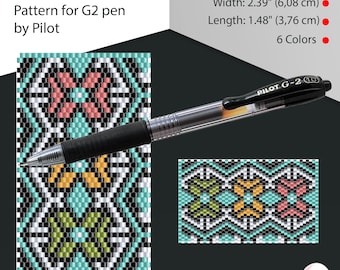 Peyote pen cover patterns, pattern for G2 pen by Pilot, pen wrap, peyote patterns, beading, peyote stitch, digital file, pdf pattern #051PG2