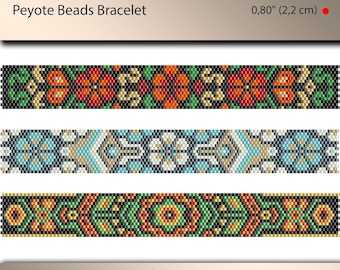 3 x peyote bracelet pattern, peyote pattern, odd count, stitch pattern, pdf file, pdf pattern, #006PPN, lunamis