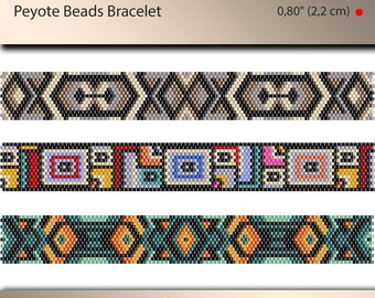 3 x peyote bracelet pattern, peyote pattern, odd count, stitch pattern, pdf file, pdf pattern, #003PPN, lunamis