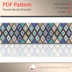 Peyote bracelet pattern, odd count, peyote pattern, stitch pattern, pdf file, pdf pattern, #109P