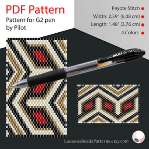Peyote pattern for G2 pen by Pilot, pen wrap, beading, peyote stitch, digital file pdf, #085PG2