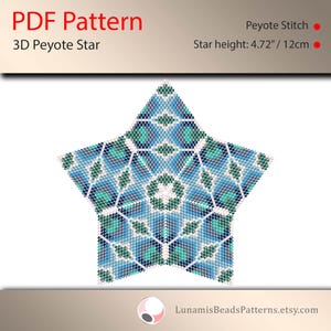 Pattern for 3d star peyote, pdf patterns, beading, peyote stitch, #043_st