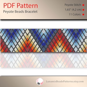 Peyote bracelet pattern, odd count, peyote pattern, stitch pattern, pdf file, pdf pattern, #117P