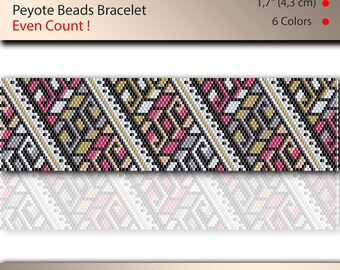 Armband Peyote Muster, Armbanddesign, Even Count, Stichmuster, PDF-Datei, PDF-Muster, #184P