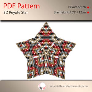 Pattern for 3d star peyote, pdf patterns, beading, peyote stitch, #020_st