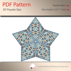 Pattern for 3d star peyote, pdf patterns, beading, peyote stitch, #023_st