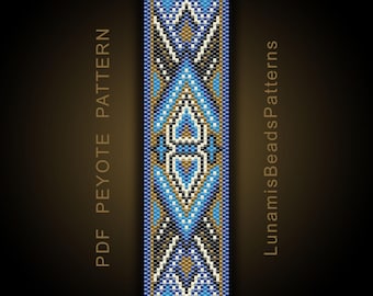Peyote Bracelet Pattern, Odd Count Beading Cuff Design PDF Pattern #068P