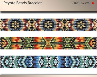 3 x peyote bracelet pattern, peyote pattern, odd count, stitch pattern, pdf file, pdf pattern, #011PPN, lunamis