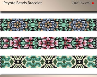 3 x peyote bracelet pattern, peyote pattern, odd count, stitch pattern, pdf file, pdf pattern, #029PPN, lunamis