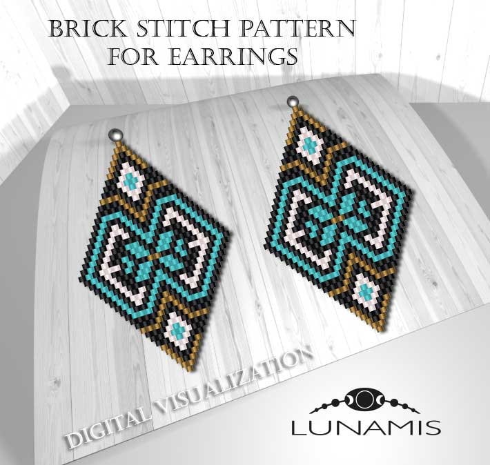 Brick Stitch Patterns for Beads Earrings Digital File Pdf 003 ea