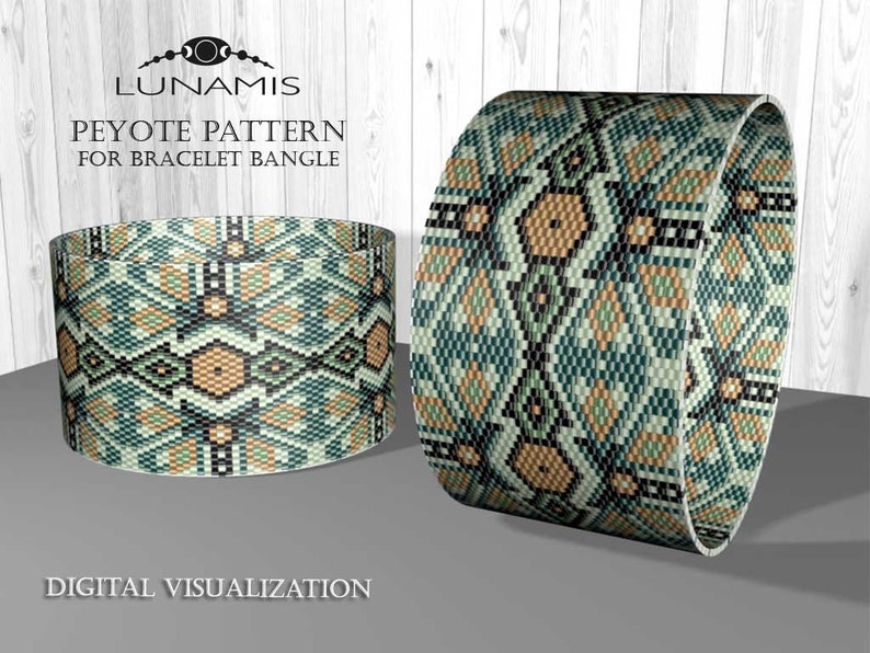 Bangle bracelet peyote pattern, tubular peyote, peyote pattern, stitch pattern, pdf file, pdf pattern, 015PB image 2