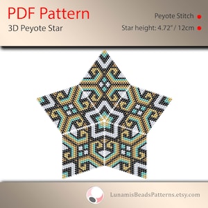 Pattern for 3d star peyote, pdf patterns, beading, peyote stitch, #016_st