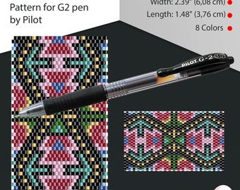 Peyote pen cover patterns, pattern for G2 pen by Pilot, pen wrap, peyote patterns, beading, peyote stitch, digital file, pdf pattern #027PG2
