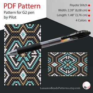 Peyote pen cover patterns, pattern for G2 pen by Pilot, pen wrap, peyote patterns, beading, peyote stitch, digital file, pdf pattern #004PG2
