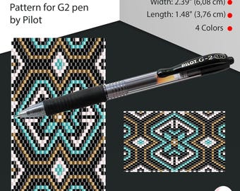 Peyote pen cover patterns, pattern for G2 pen by Pilot, pen wrap, peyote patterns, beading, peyote stitch, digital file, pdf pattern #004PG2