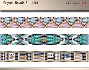 3 x peyote bracelet pattern, peyote pattern, odd count, stitch pattern, pdf file, pdf pattern, #069PPN, lunamis