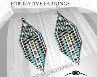 Brick stitch patterns for beads earrings, digital file pdf, #003_ea_native