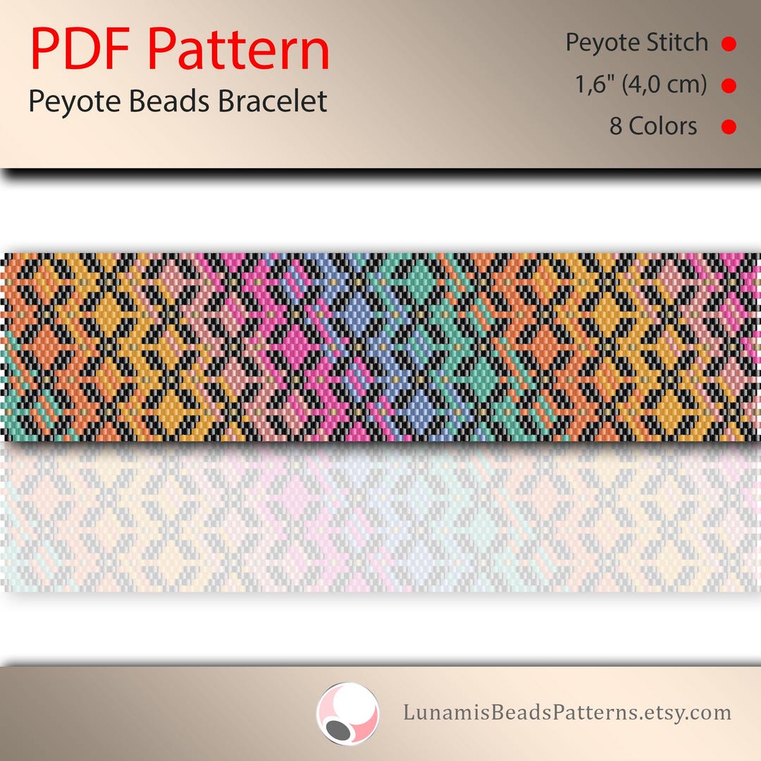 Peyote Pattern for Beaded Bracelet, Odd Count, Beadweaving, Colorful ...