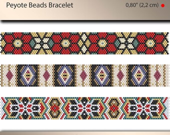 3 x peyote bracelet pattern, peyote pattern, odd count, stitch pattern, pdf file, pdf pattern, #020PPN, lunamis