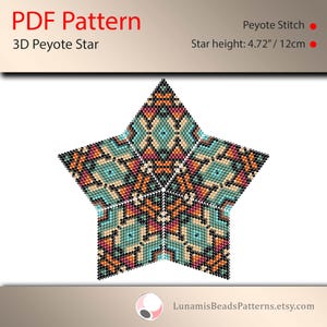 Pattern for 3d star peyote, pdf patterns, beading, peyote stitch, #030_st
