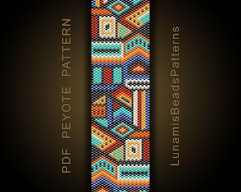 Peyote Stitch Bracelet Pattern, Colorful Geometry PDF #110P