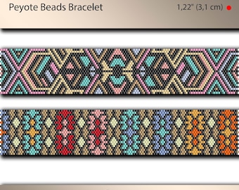 2 x peyote bracelet pattern, peyote pattern, odd count, stitch pattern, pdf file, pdf pattern, #04PN3, lunamis