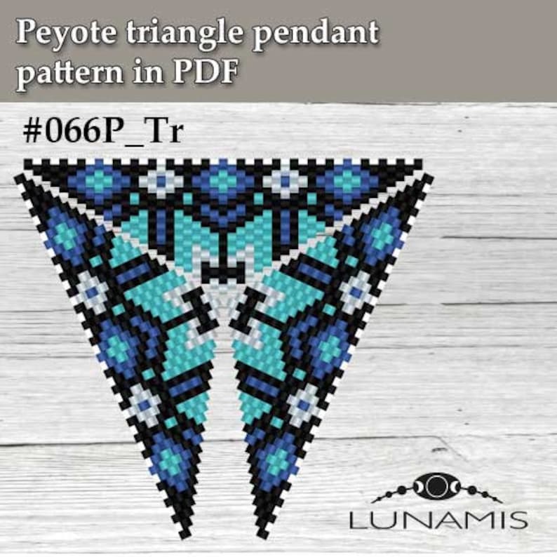 Pattern for triangle peyote pendant, beading, peyotestitch, digital file pdf, 066P_Tr image 3