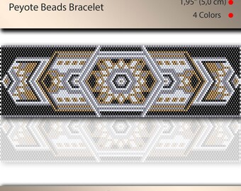 Peyote Stitch Bracelet Pattern, 4 Color Geometric Design (PDF Pattern)