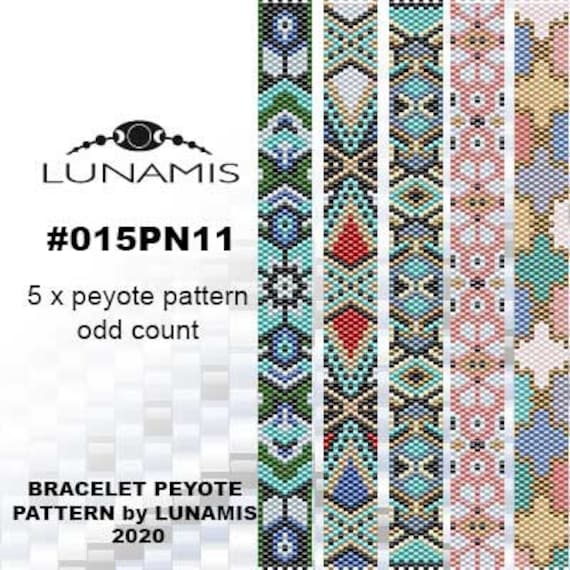 5 X Pattern Peyote for Narrow Bracelet, Odd Count, Beads Stitch