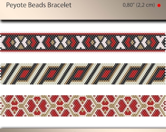 3 x peyote bracelet pattern, peyote pattern, odd count, stitch pattern, pdf file, pdf pattern, #039PPN, lunamis