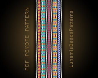 Patrón de pulsera peyote, diseño de brazalete con cuentas de número impar (descarga en PDF) #149P