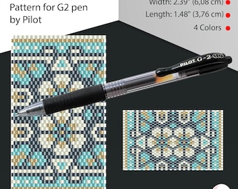 Peyote pen cover patterns, pattern for G2 pen by Pilot, pen wrap, peyote patterns, beading, peyote stitch, digital file, pdf pattern #028PG2