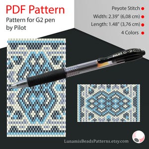Peyote pen cover patterns, pattern for G2 pen by Pilot, pen wrap, peyote patterns, beading, peyote stitch, digital file, pdf pattern #044PG2