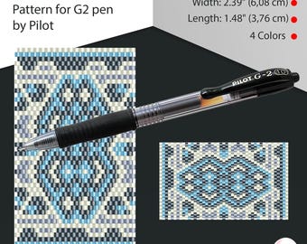 Peyote pen cover patterns, pattern for G2 pen by Pilot, pen wrap, peyote patterns, beading, peyote stitch, digital file, pdf pattern #044PG2