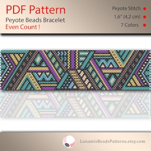 Peyote bracelet pattern, even count, peyote pattern, stitch pattern, pdf file, pdf pattern, #103P