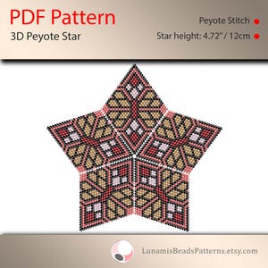 Pattern for 3d star peyote, pdf patterns, beading, peyote stitch, #022_st