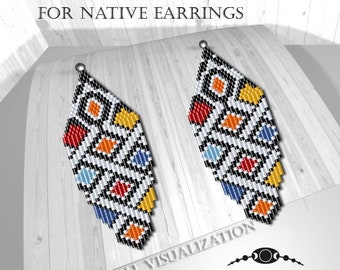 Brick stitch patterns for beads earrings, digital file pdf, #027_ea_native