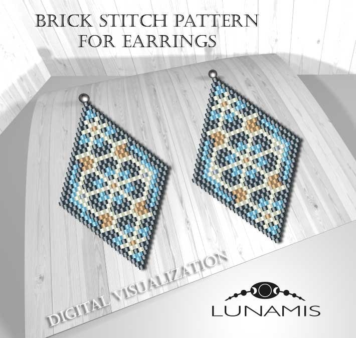 Brick Stitch Patterns for Beads Earrings Digital File Pdf 031 ea