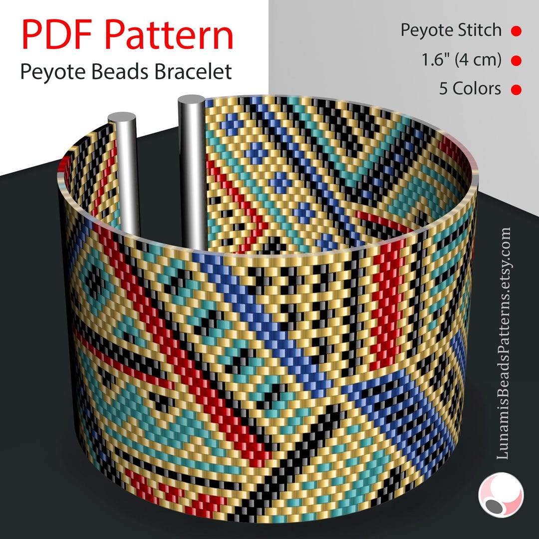 Peyote Pattern for Beaded Bracelet, Odd Count, Beadweaving, Colorful ...